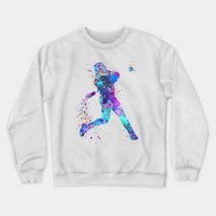 Baseball Boy Batter Watercolor Crewneck Sweatshirt